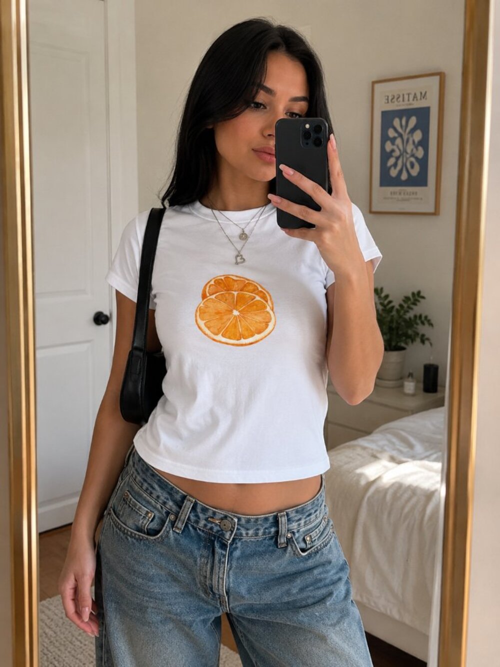🍊 Coquette Aesthetic Orange Baby Tee | Retro Fruit T-Shirt | Vintage Y2K Summer
